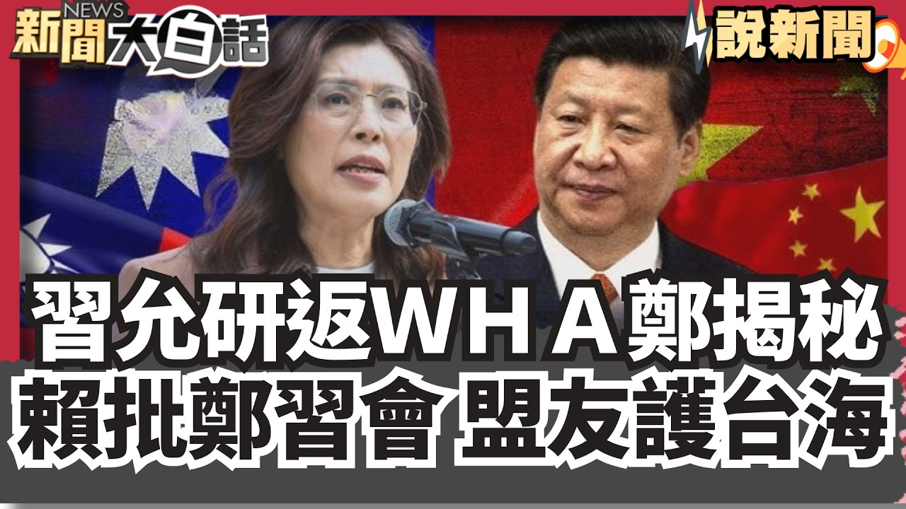 鄭麗文揭密鄭習會國宴! 習近平親允研究重返WHA  賴清德重砲轟鄭習會這句話有所指!民主同盟守護台海【#大白話說新聞】#鄭麗文#習近平#黨主席