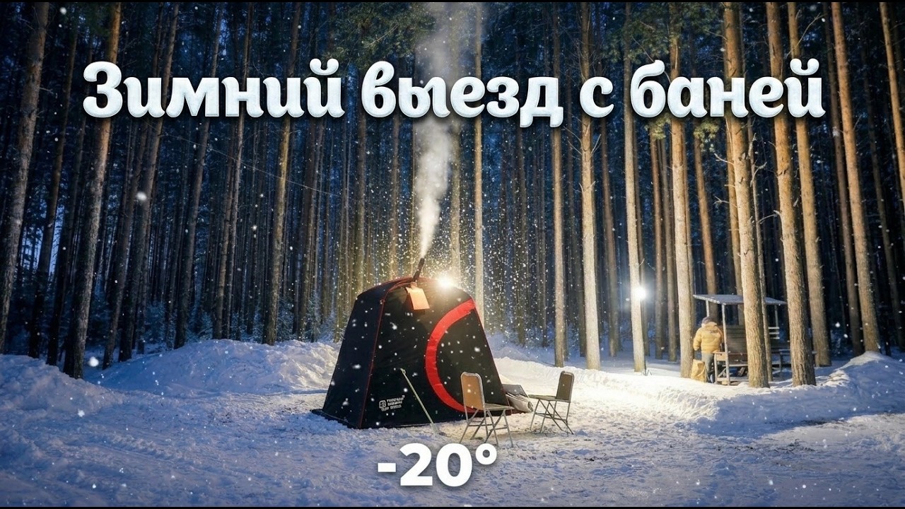 Празднуем день рожденье ,зимний лагерь с автономкой и печкой,баня в лесу