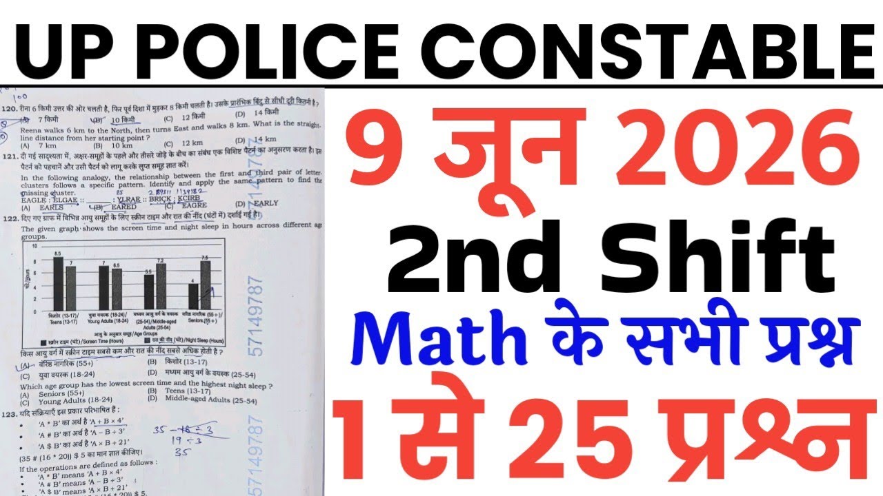 UP Police Constable June 9, 2026 Full Paper Solution Answer Key // UP Police Math
