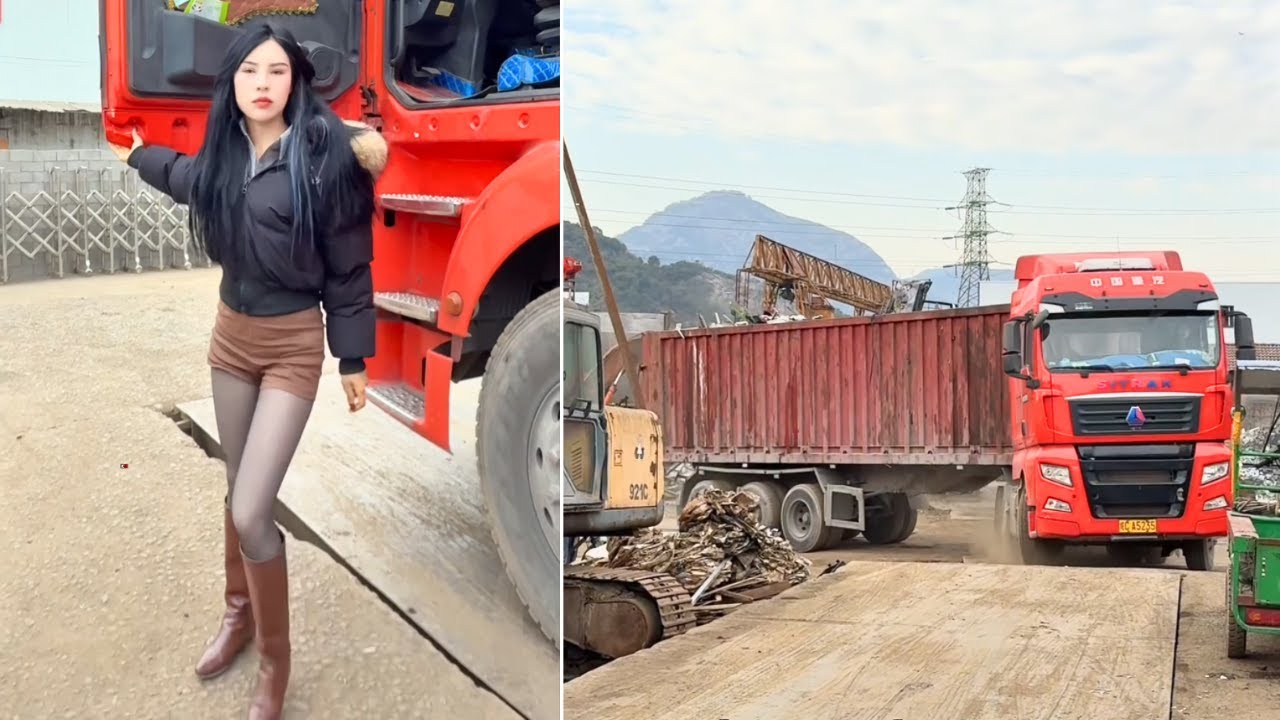 Stylish Female Truck Driver Taotao Handling Heavy Loads with Confidence 🚛✨