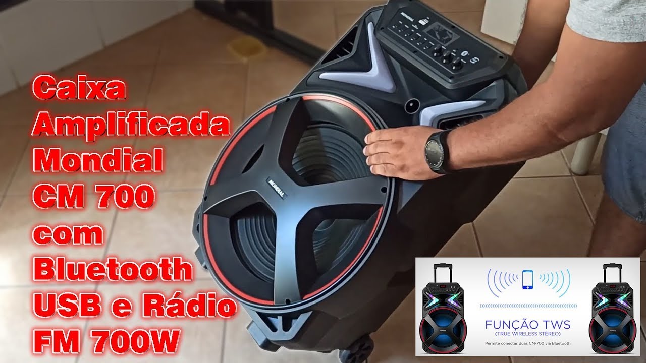 Caixa CM-700 700w mondial bluetooth _ portátil_ ligada no som do carro