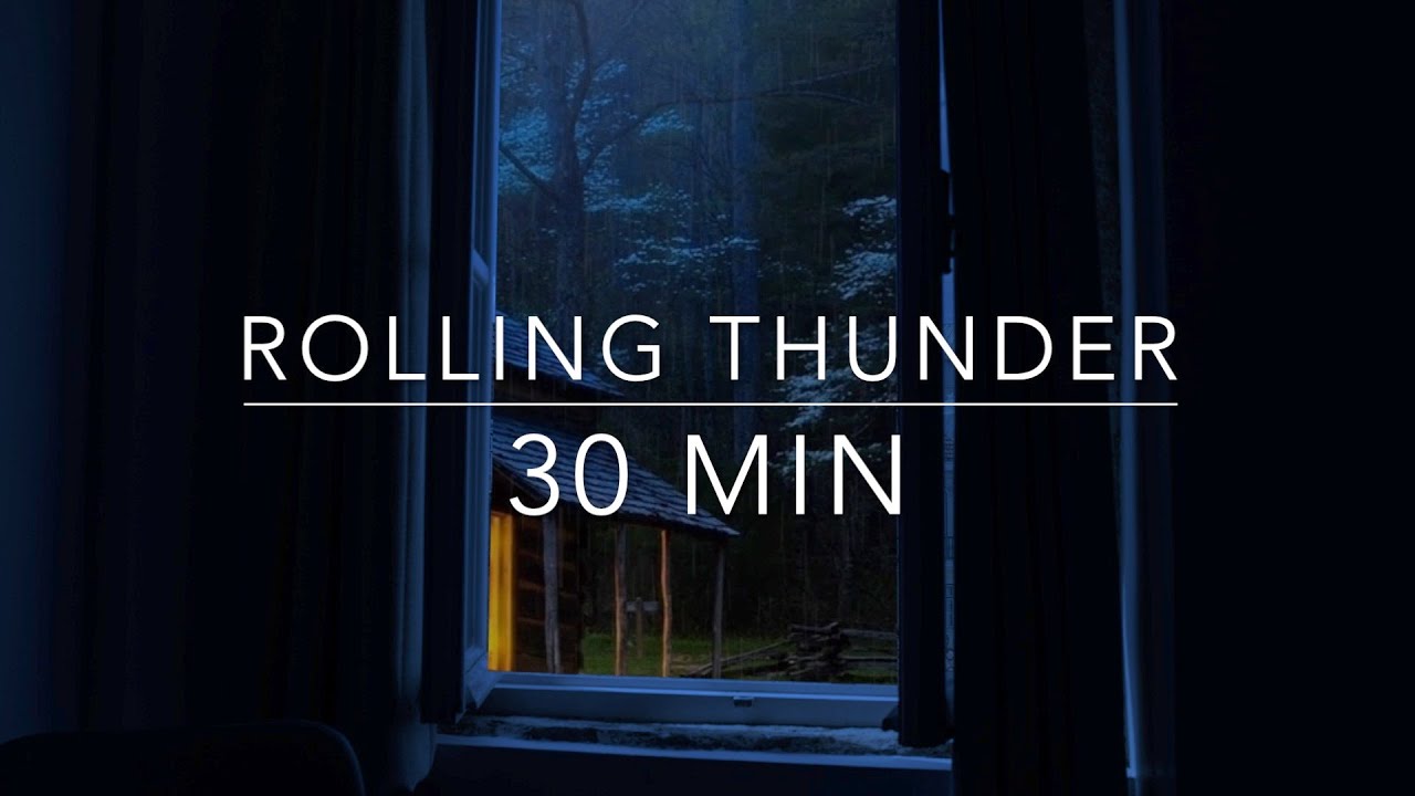 Rolling Thunder - Window Thunderstorm - 30 Minutes Rain Sounds for Sleep