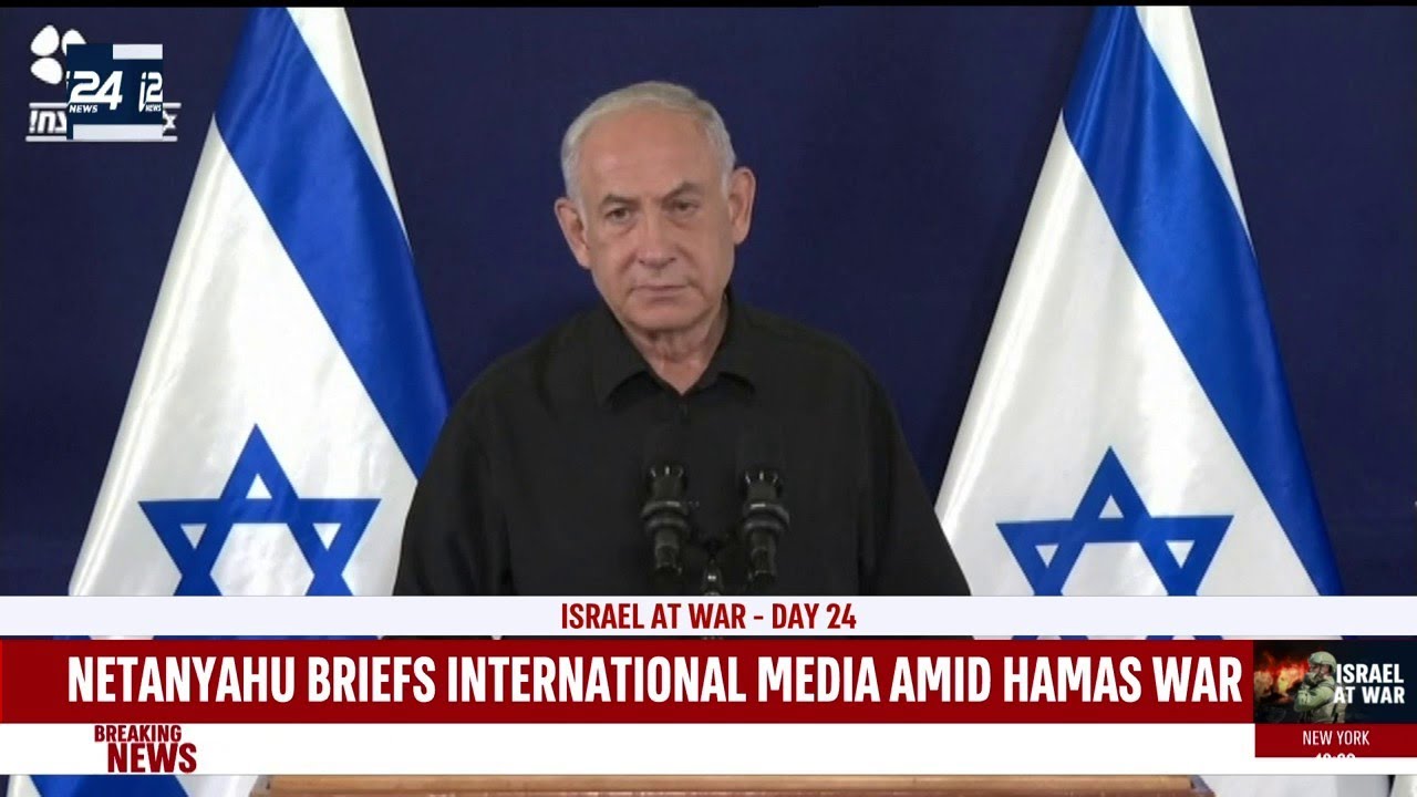 🔴 Netanyahu briefs international media amid day 24 of the war
