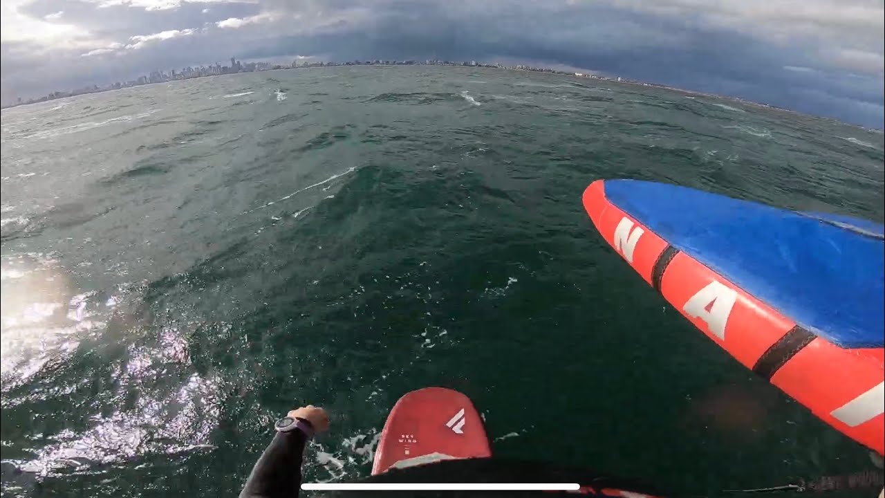 Wingfoil Port Melbourne to Point Ormond - bit windy 17/7