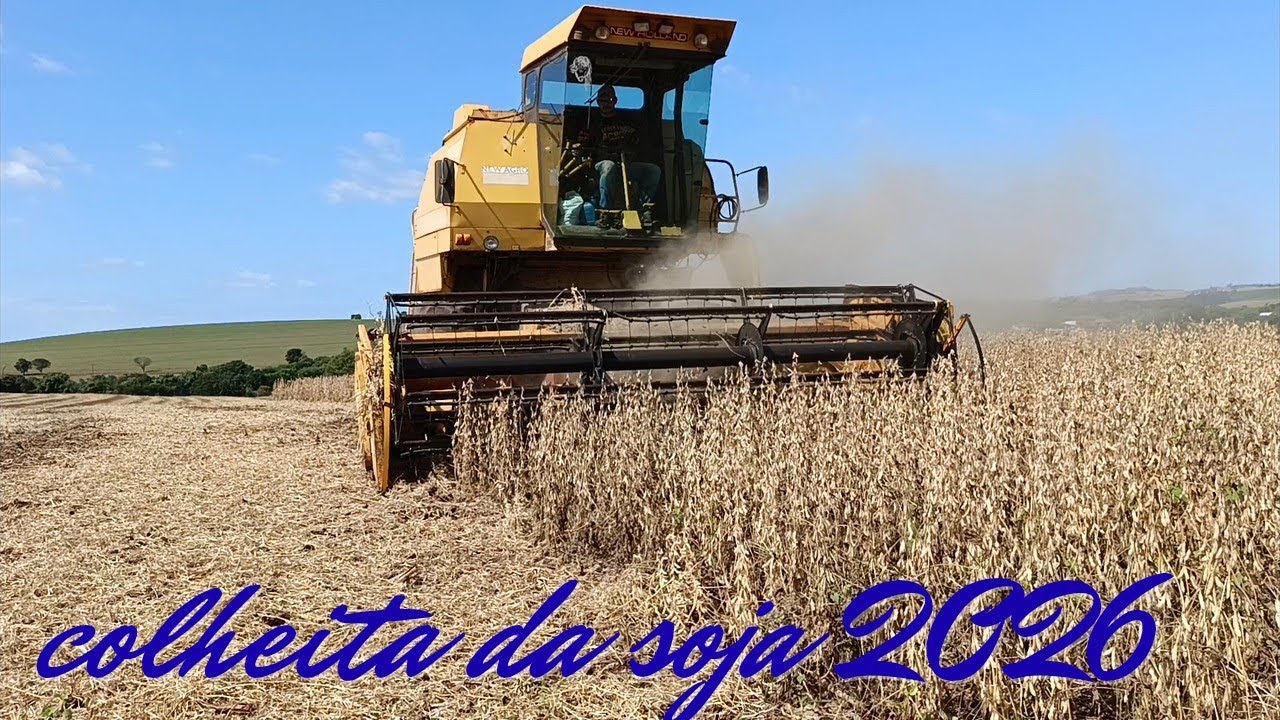 Colhemos nosso soja da safra 2026, a seca judiou, New Holland 8055 na lida 🌱🌱
