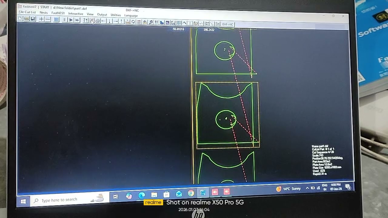 FASTCAM Nesting Software interface Display 