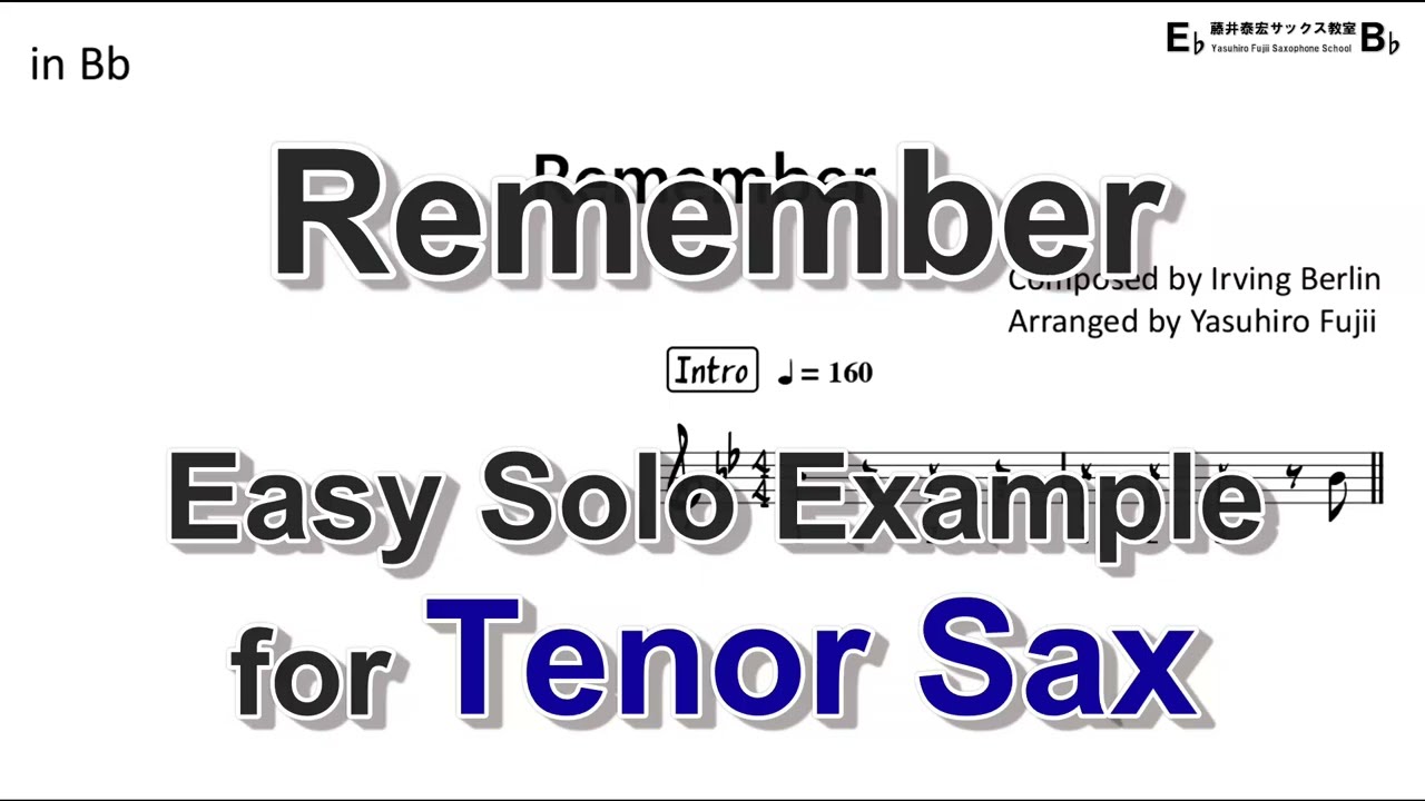 Remember (Hank Mobley Style) - Easy Solo Example for Tenor Sax