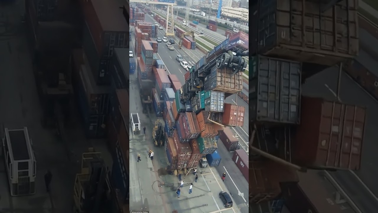 CCTV footage capturing Tall Stack Container Yard #cctv #capture #tall #stack #container #yard #viral