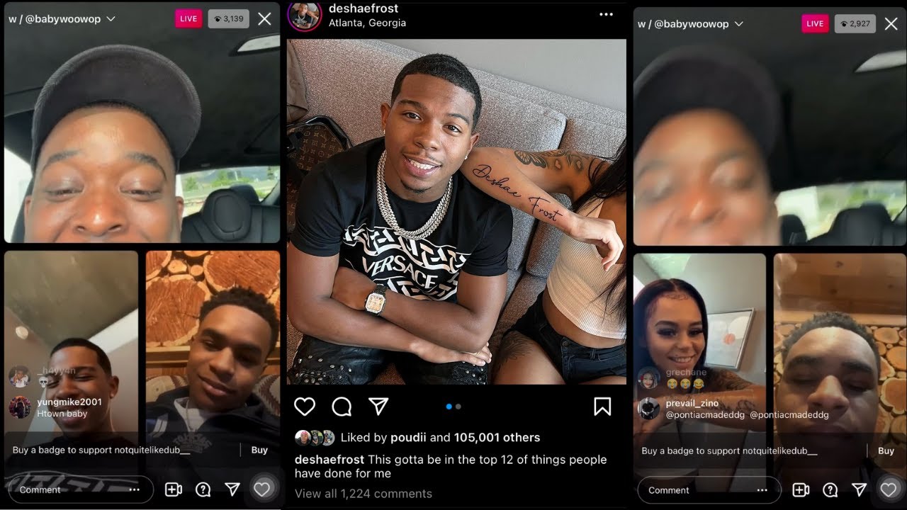 Dub IG Live | Deshae Frost shows girl w/ his name tatted ft. Almighty Jay & Baby Woowop (10/8/21)