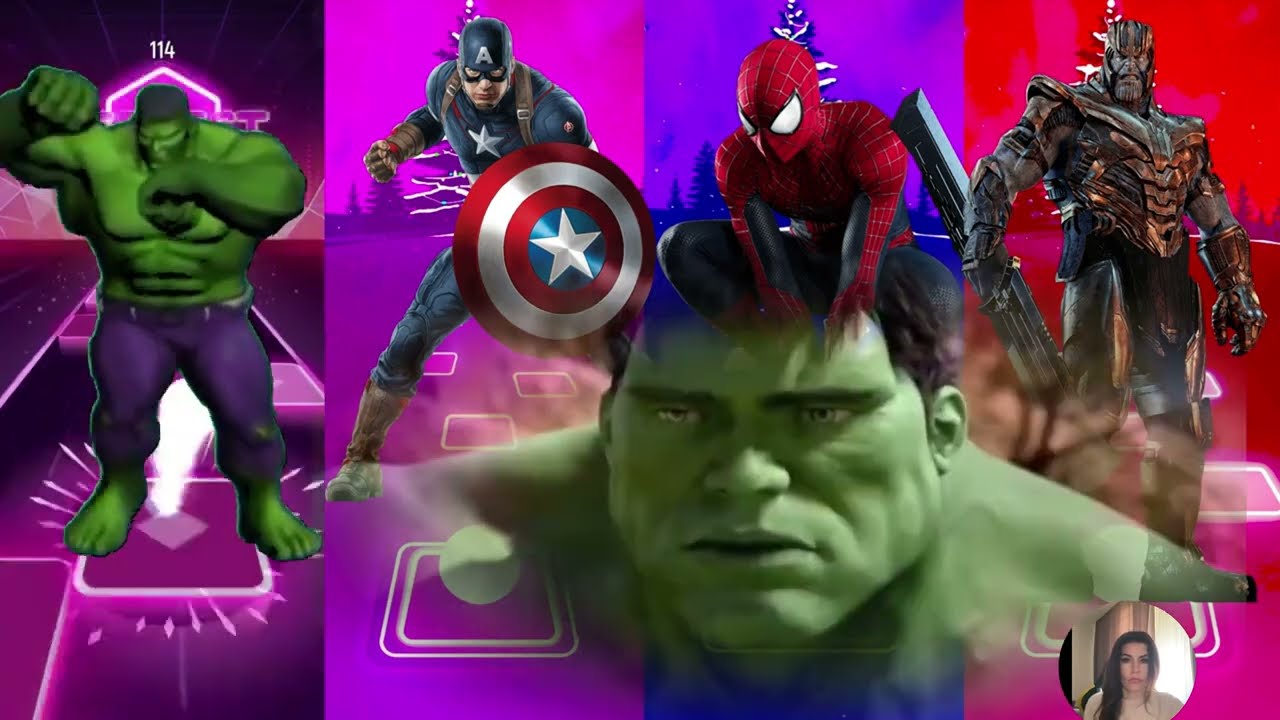 🔴Tiles Hop EDM & Phonk Rush All  Thanos   🆚Captain America 🆚 Spider Man 🆚Hulk  Thanos