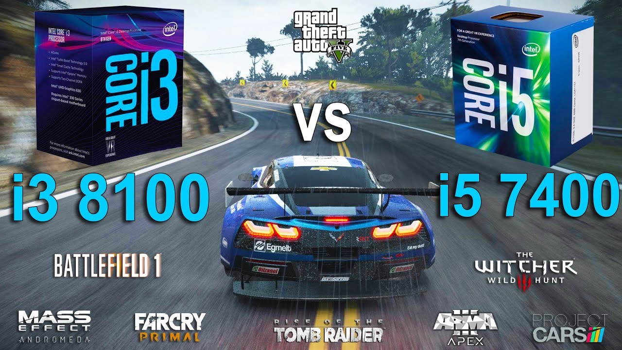 i3 8100 vs i5 7400 Test in 8 Games (GTX 1060)