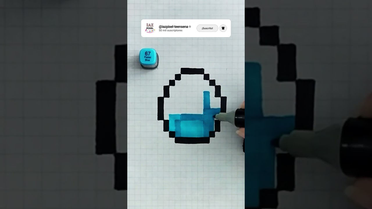 Pintando un DIAMANTE de MINECRAFT en pixel art #art #pixelart #minecraft