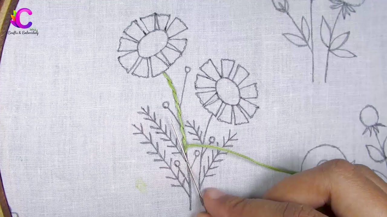 Elegant Cosmos Flower Embroidery Tutorial, Flower Embroidery Design for Beginner, Hand Embroidery