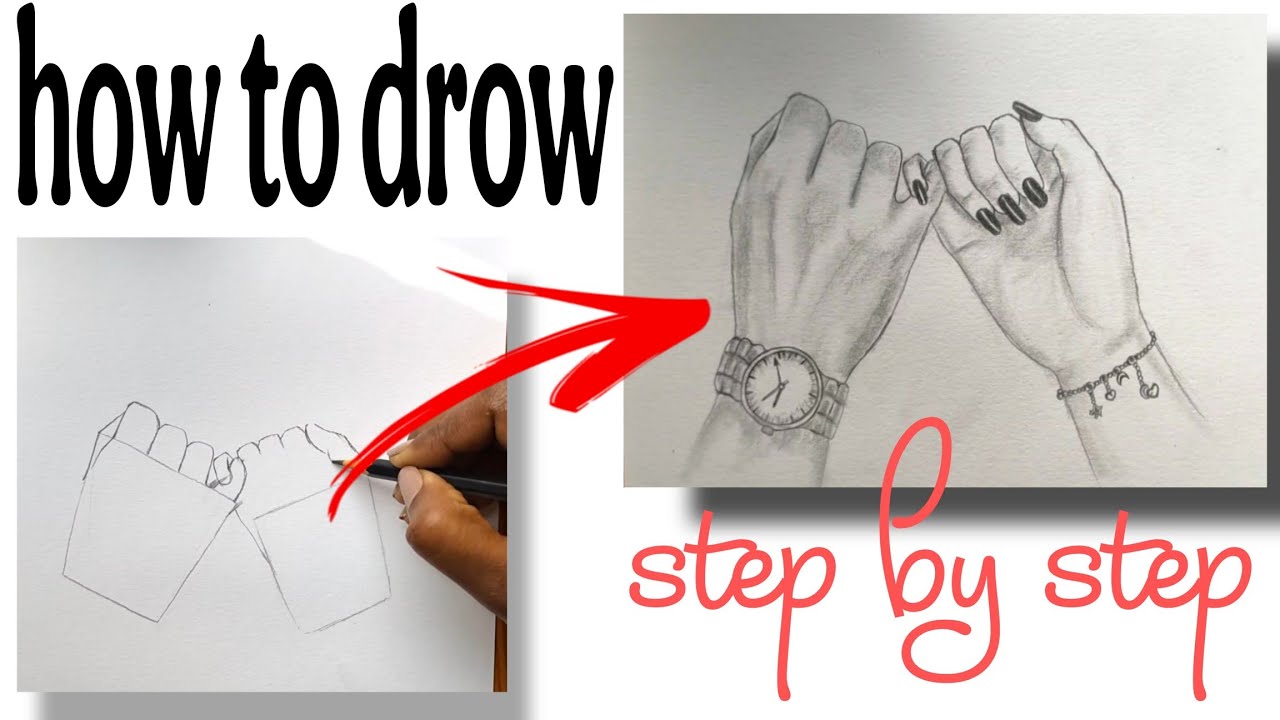 Easy way to draw couple hands||step by step drawing tutorial for beginners ||couple pencil sketch 