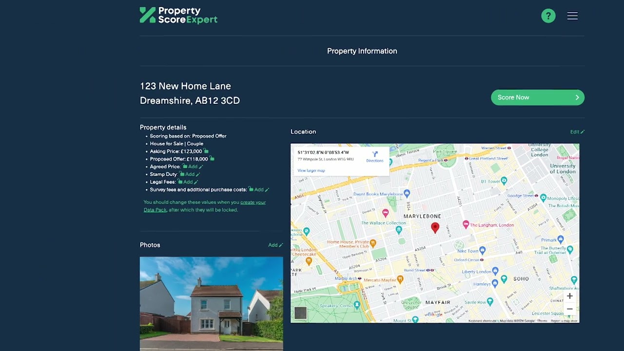 Property Score scoring each feature