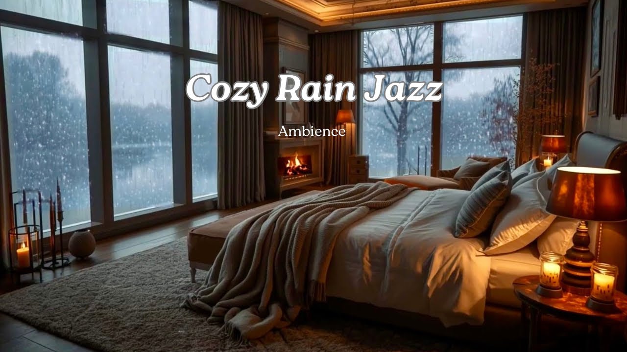 ⭐ Cozy Rainy Jazz ☔🔥 | Fireplace & Rain Ambience for Relaxing, Study & Sleep |