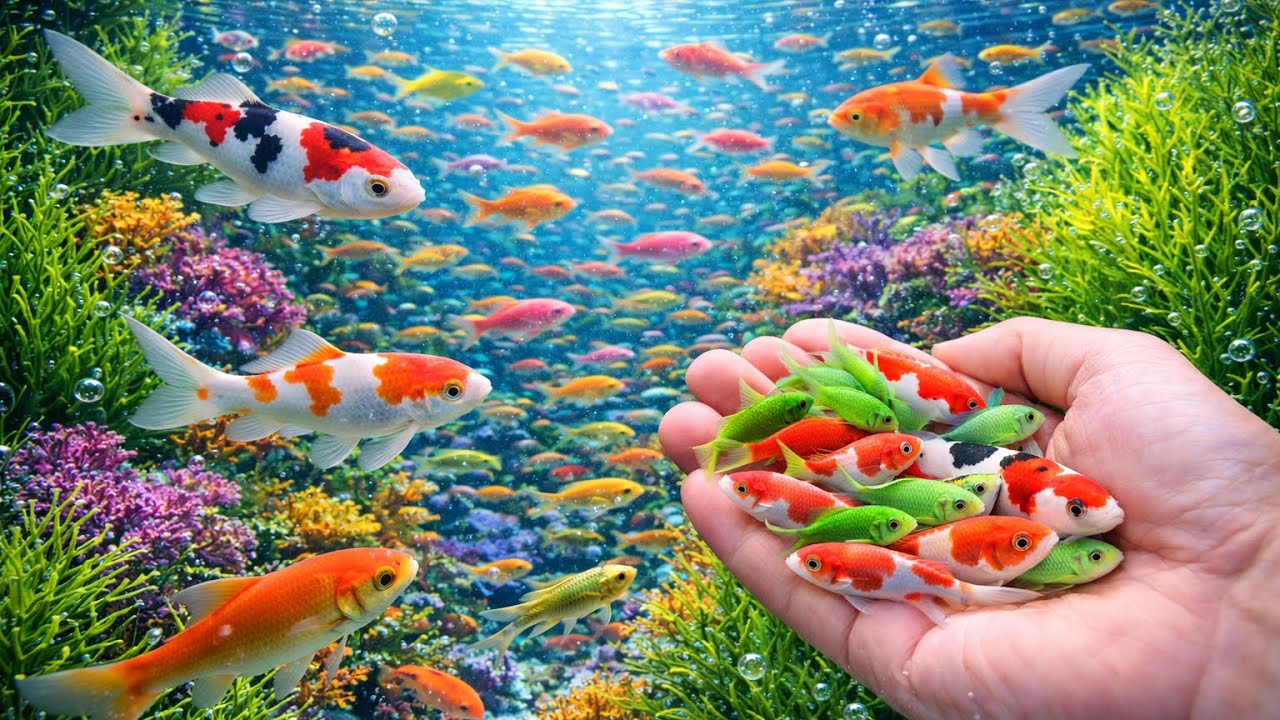 🔥 So Exciting! Catching Colorful Ornamental Fish in a Rainbow Egg Tray!