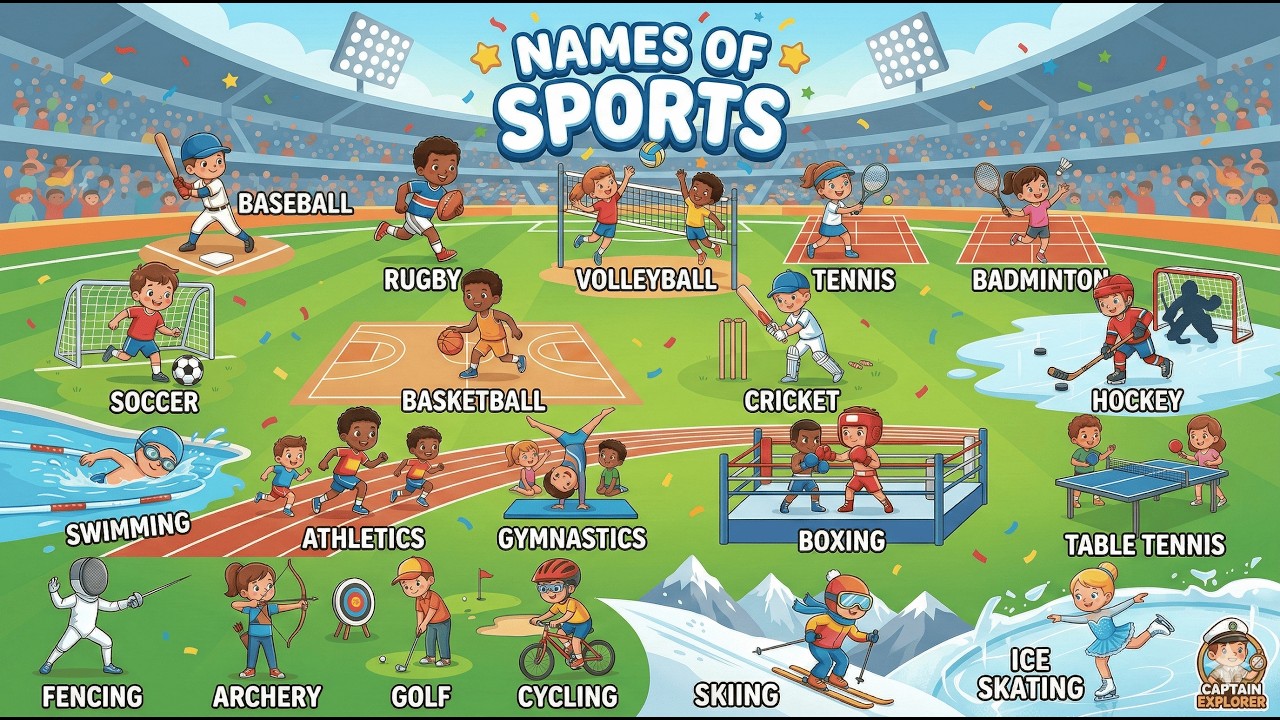 Name of Sports for Kids | Learn sports names in English | #learning #english #kids #kidslearning