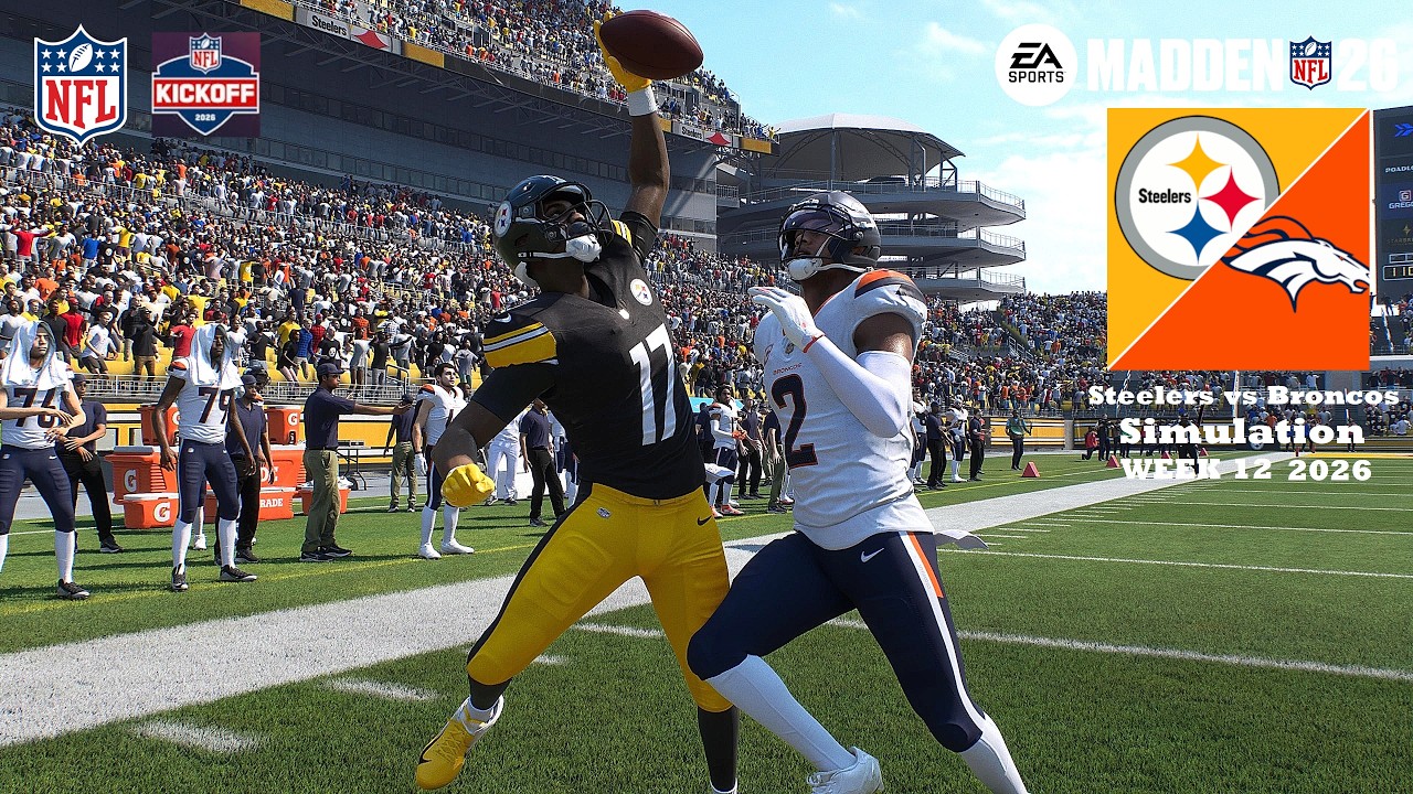 Madden 26 Аарон Роджерс: Steelers против Broncos, НЕДЕЛЯ 12 (обновленный состав Madden 27), симул...