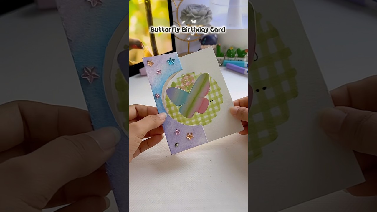 Birthday Card Ideas 🦋✨ # shorts #art #painting #muktaeasydrawing #youtubeshortsbeta