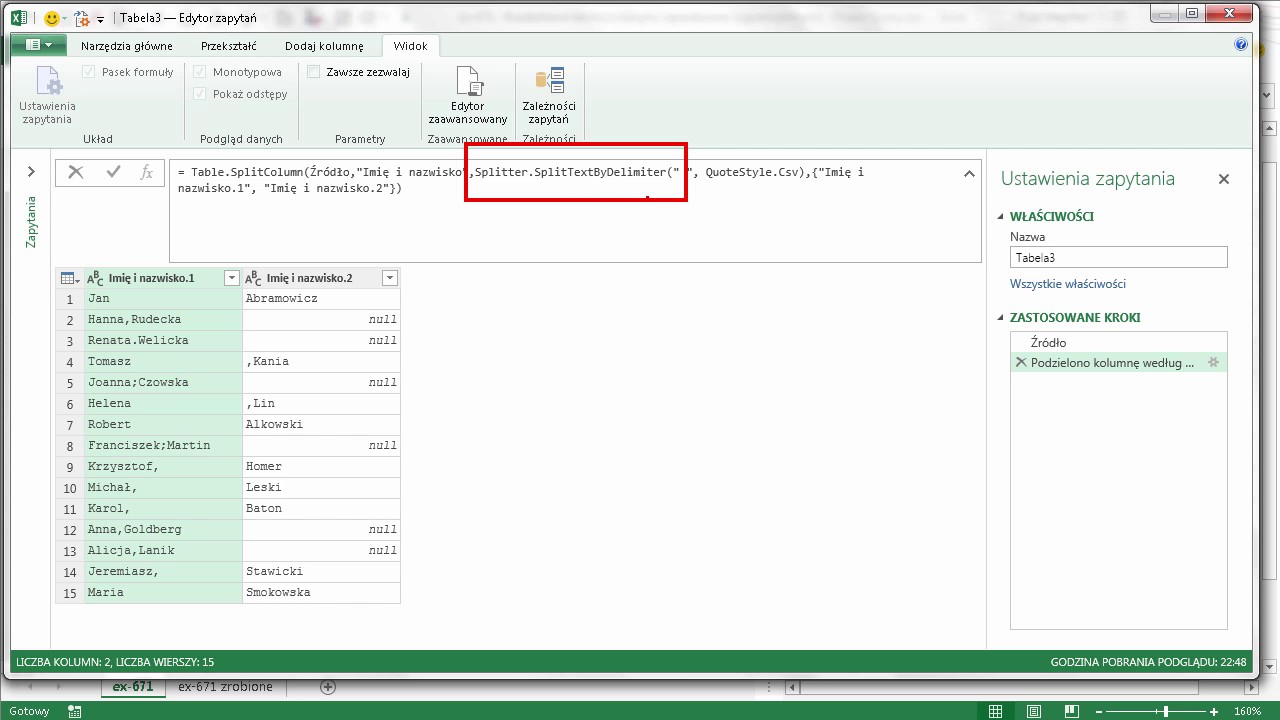 excel-671 - Rozdzielanie tekstu z różnymi separatorami (ogranicznikami) - Power Query