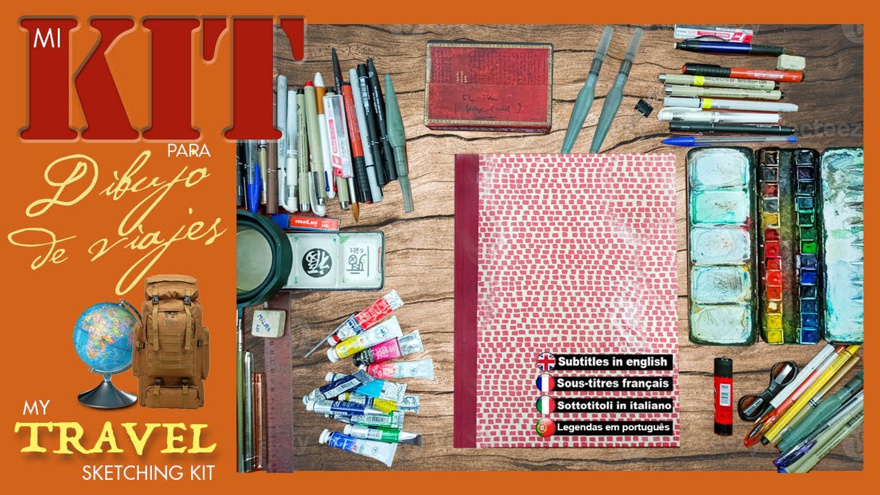 Kit para 🎨dibujo de ✈️viaje, esto es lo que llevo en mis viajes. Travel sketching kit, what to bring
