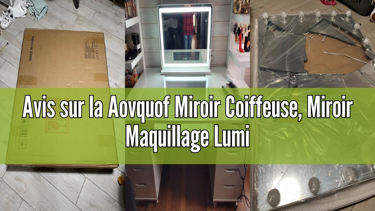 Avis sur la Aovquof Miroir Coiffeuse, Miroir Maquillage Lumineux avec 14 lumi&egrave;res LED, 3 Modes d'&eacute;cl