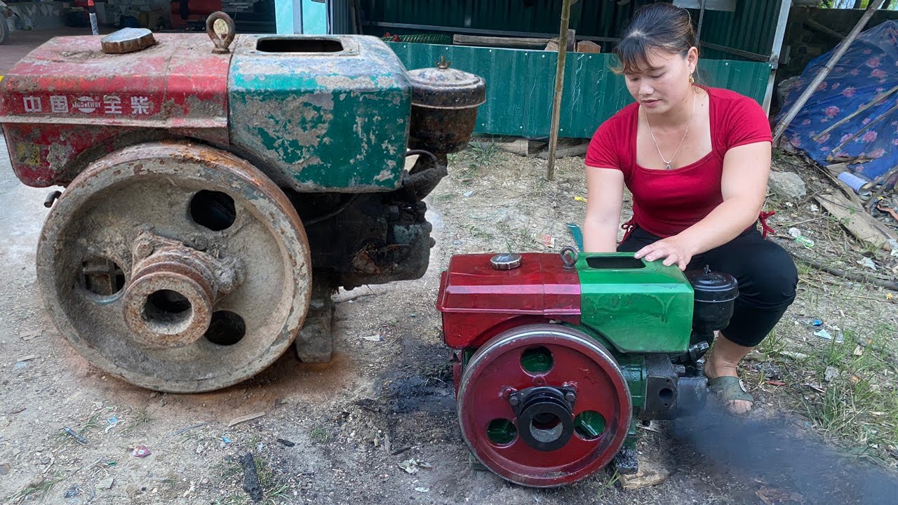 Mechanical Girl. Repair Complete Restoration of Diesel Engines Severely Damaged \ Blacksmith Girl