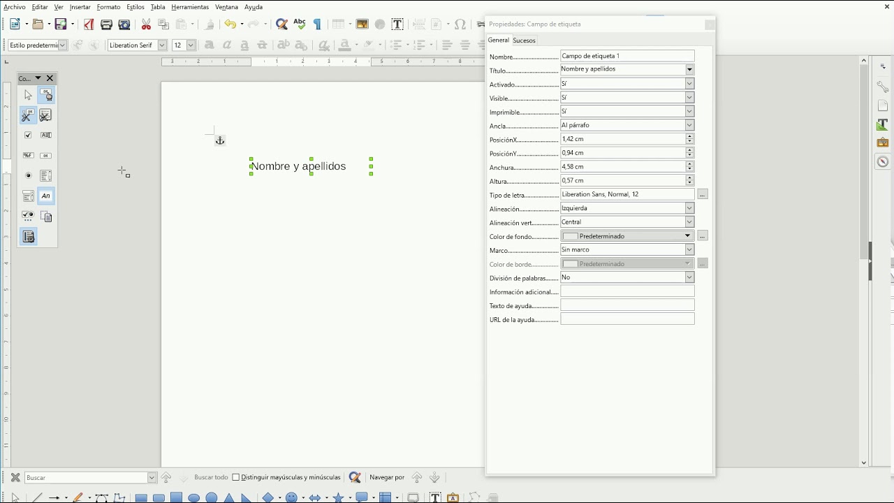 LibreOffice Writer - cuadros de texto y etiquetas en formularios (LXXVI)
