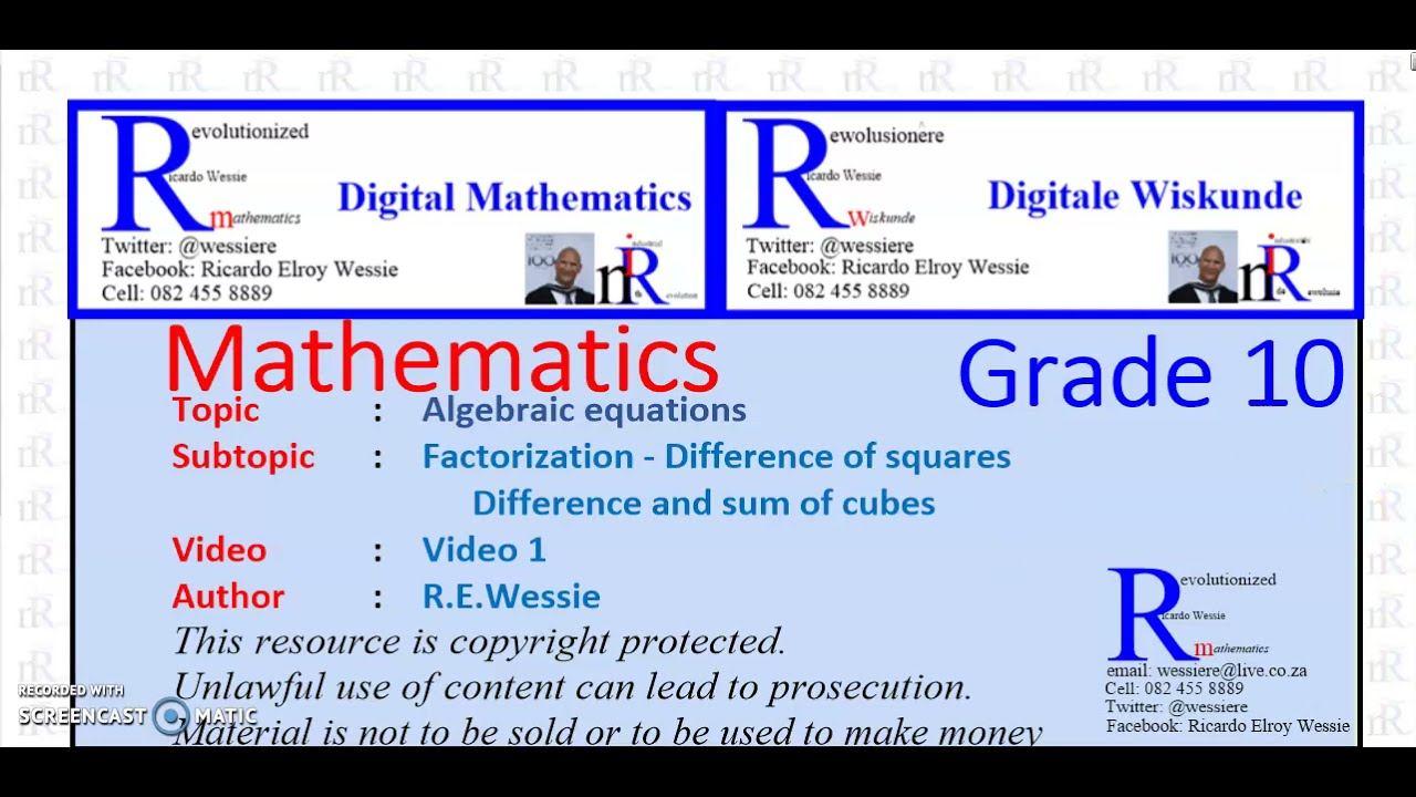 #Factorization #DifferenceofSquares #niR #4iR Digital Mathematics