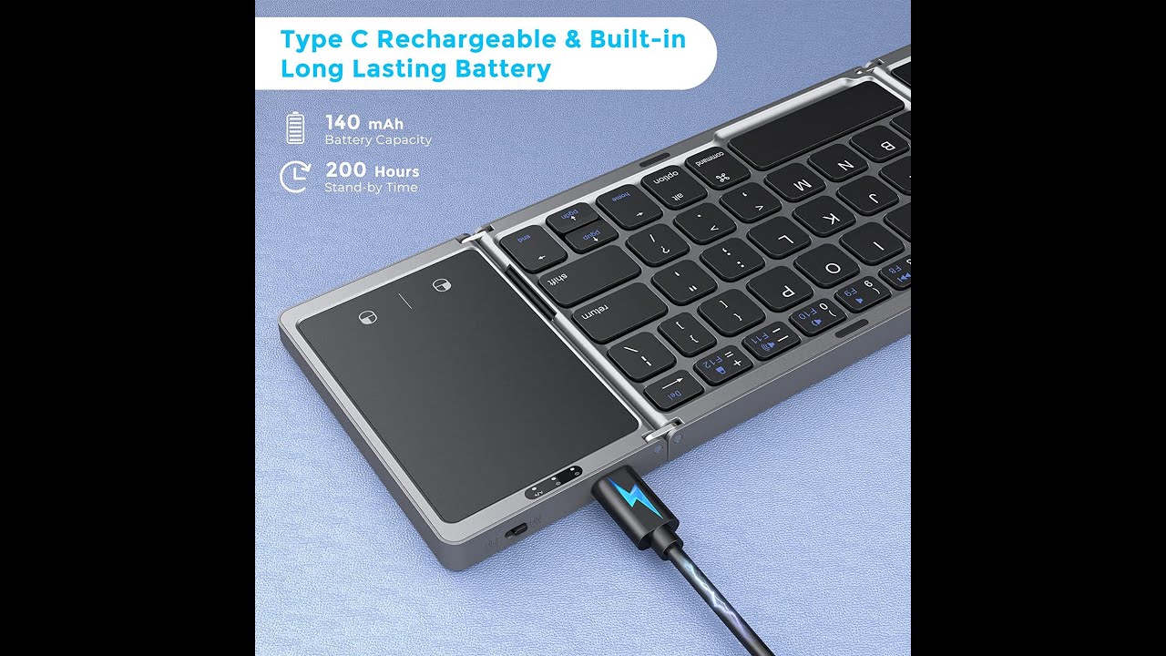 Seenda Foldable Bluetooth Keyboard with Touchpad   Multi Device Rechargeable Wireless Keyboard with