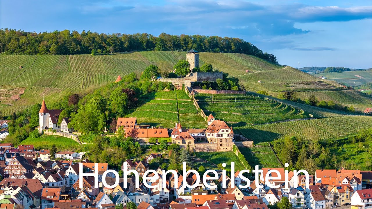 Imposante Burg Hohenbeilstein, 4K, DJI Air 3