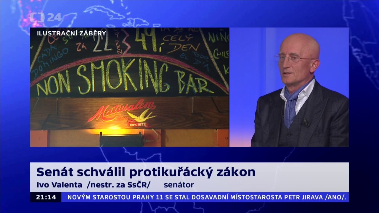 Ivo Valenta o z&aacute;kazu kouřen&iacute; v resturac&iacute;ch - ČT24