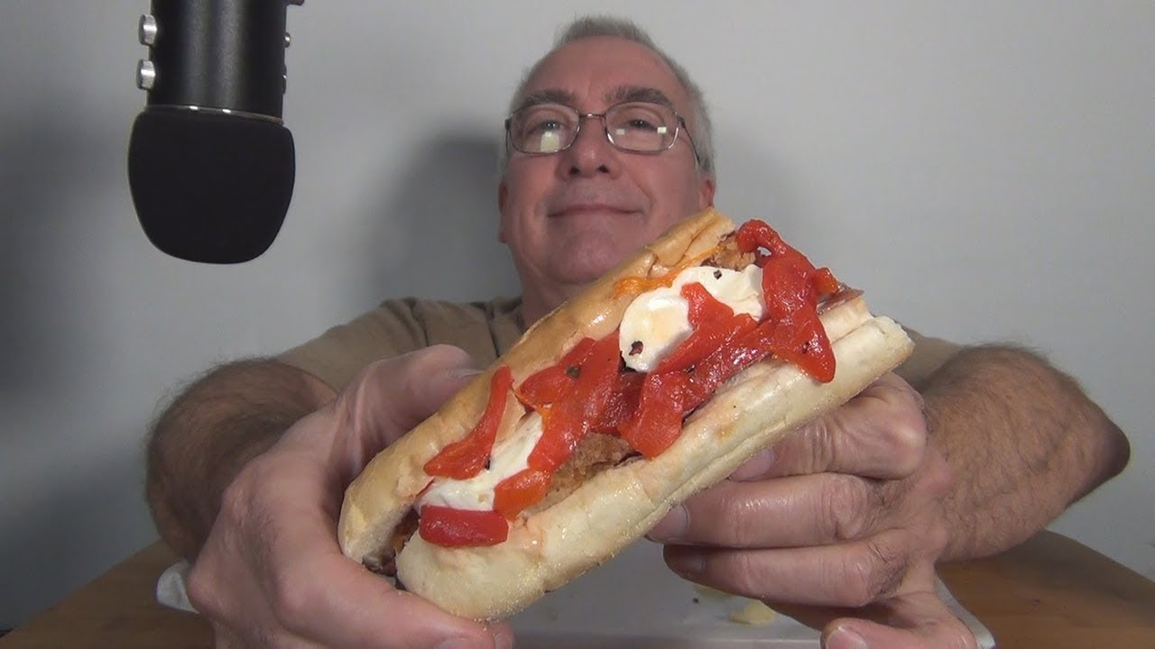ASMR Eating Slice Chicken Cutlet Sub