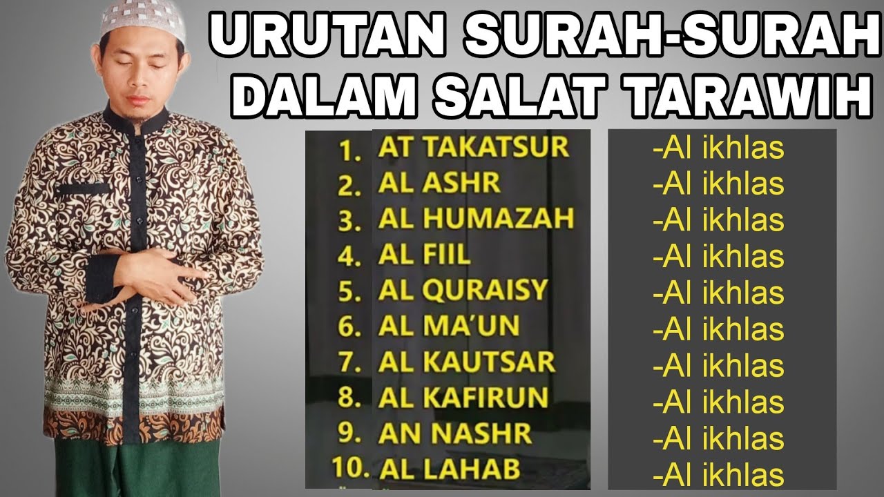 BACAAN SURAH PENDEK SHALAT TARAWIH
