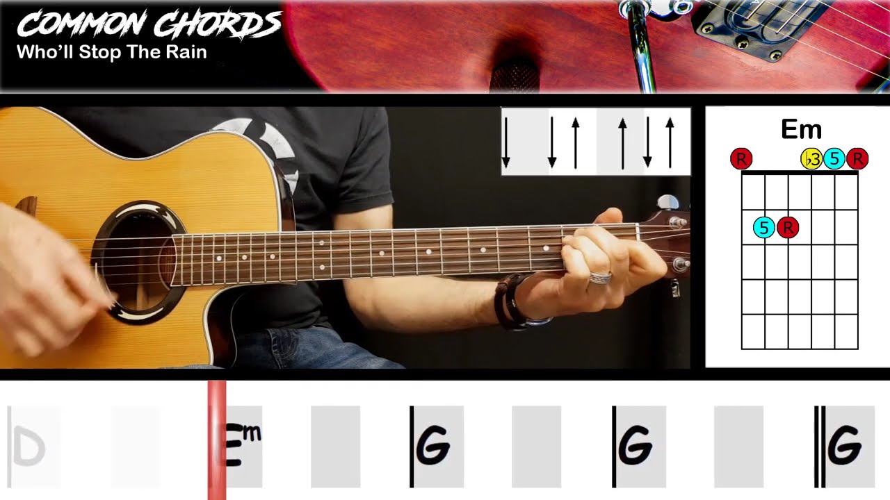 Who'll Stop The Rain - CCR | EASY GUITAR LESSON | Scrolling Chords & Lyrics