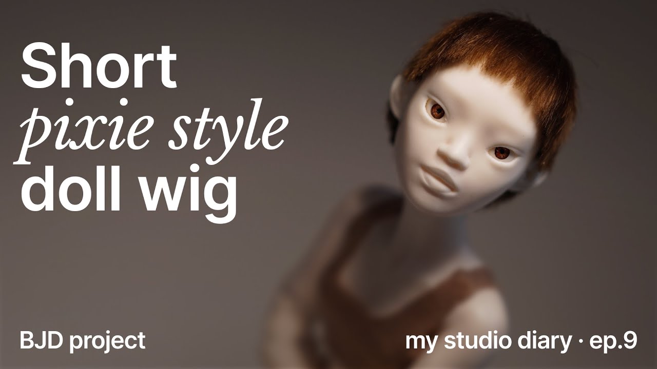 Making short pixie style BJD doll wig • Silicone cap • Relaxing process video