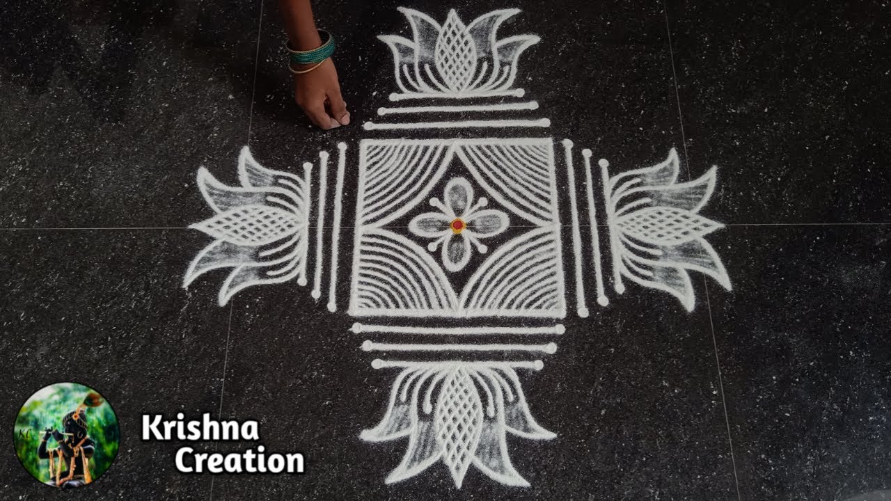 Easy Padi Kolam Design with 3x3 dots | Simple Padi Kolam | Beautiful Rangoli | Padi kolam Muggulu