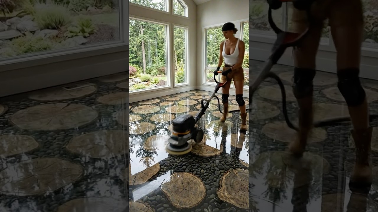 Luxury Epoxy Floor with Natural Wood
