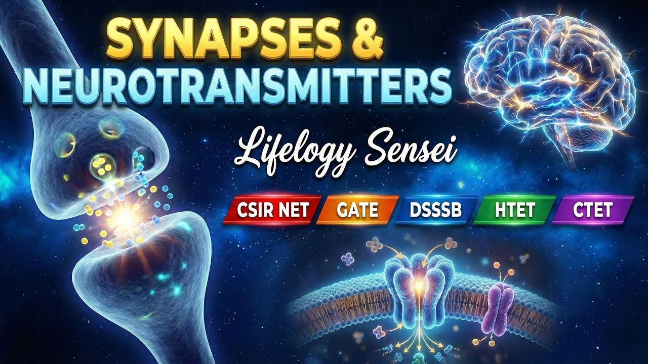 🧠 Synapses & Neurotransmitters – Complete Concept for CSIR NET | GATE | DSSSB | HTET | PGT Biology
