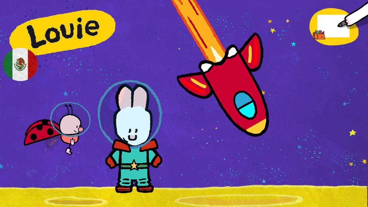 🇲🇽 🇨🇴 🇦🇷 Louie, dibújame 🎨✐ Como dibujar cohete | Para niños ⬇️⬇️⬇️ Más