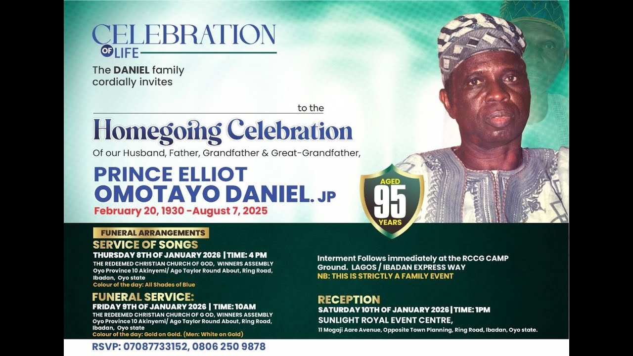 We celebrate a life well lived as we honor the homegoing of Prince Elliot Omotayo Daniel,
