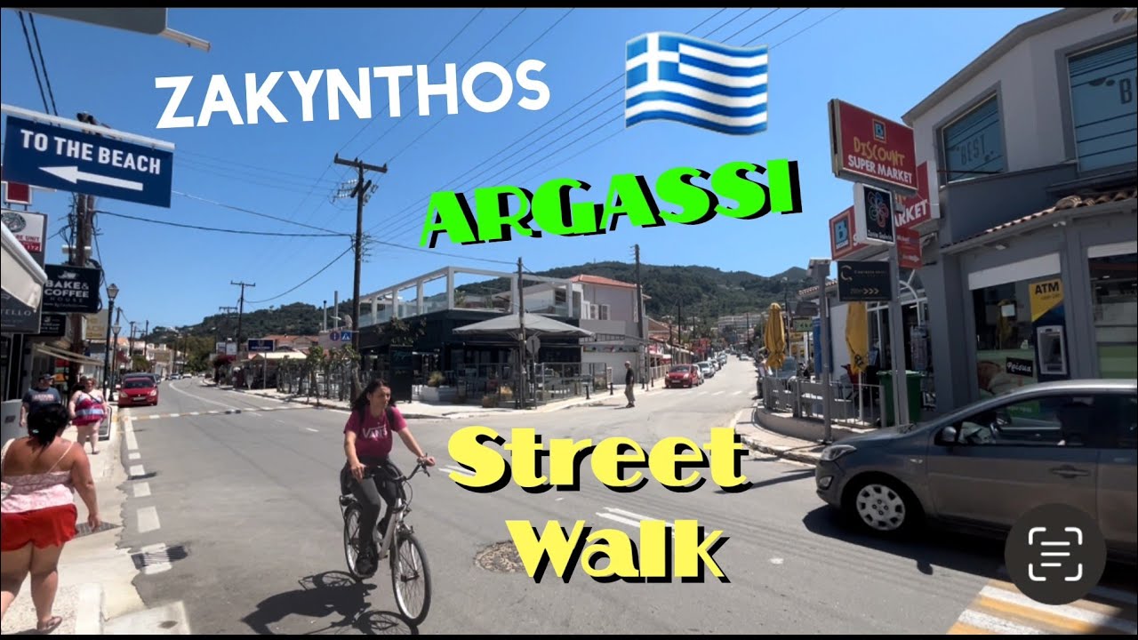 Greece Zante. Argassi street walk