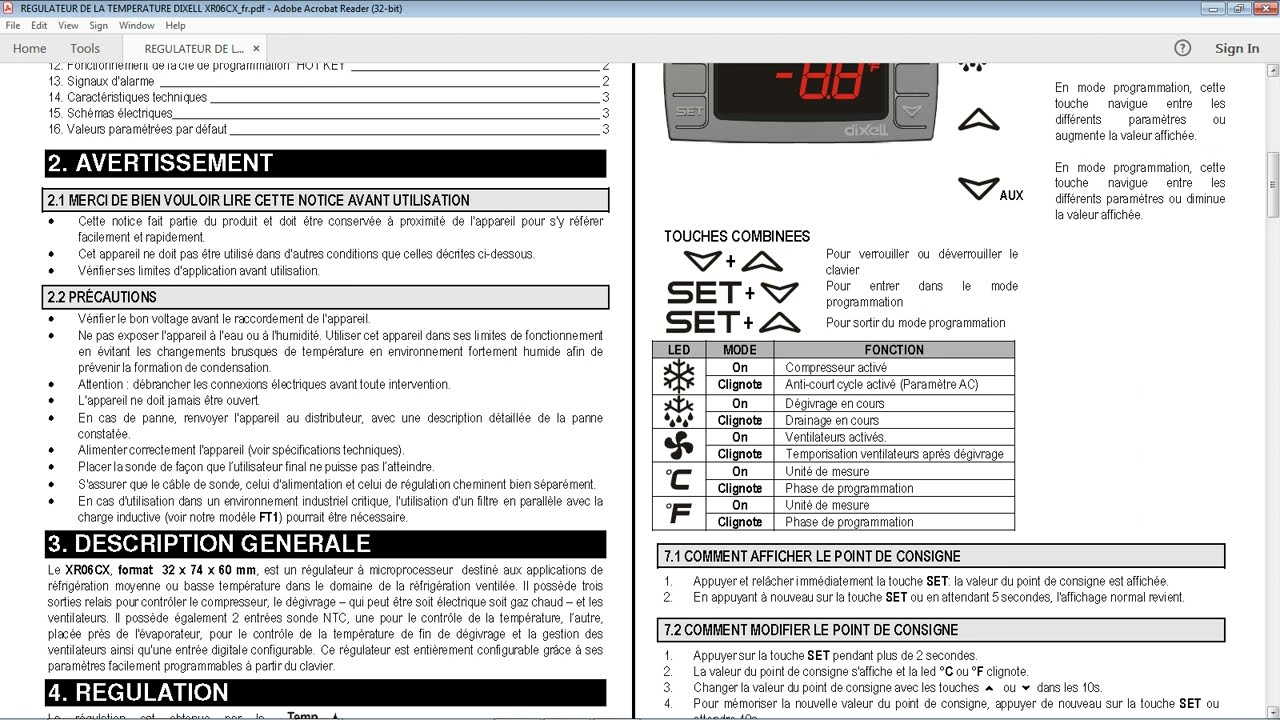 RÉGULATEUR DE LA TEMPERATURE DIXELL XR06CX_fr