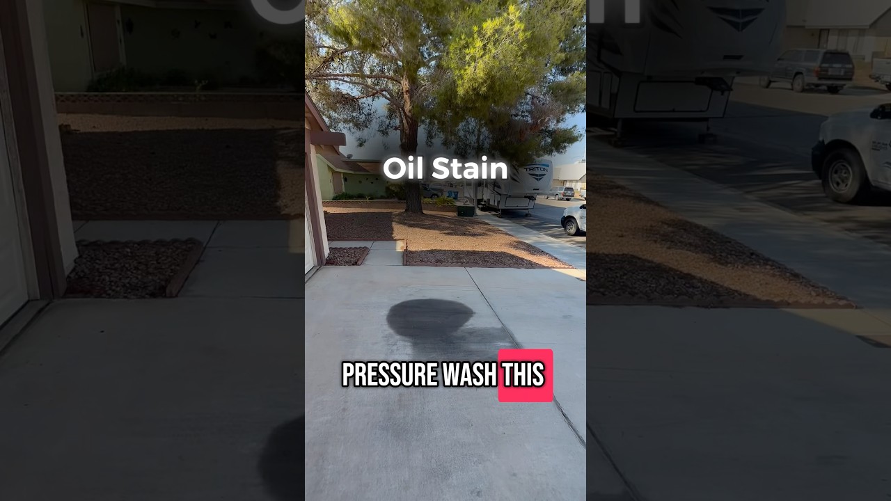 Oil stain removal #pressurewashing #lasvegas #driveway