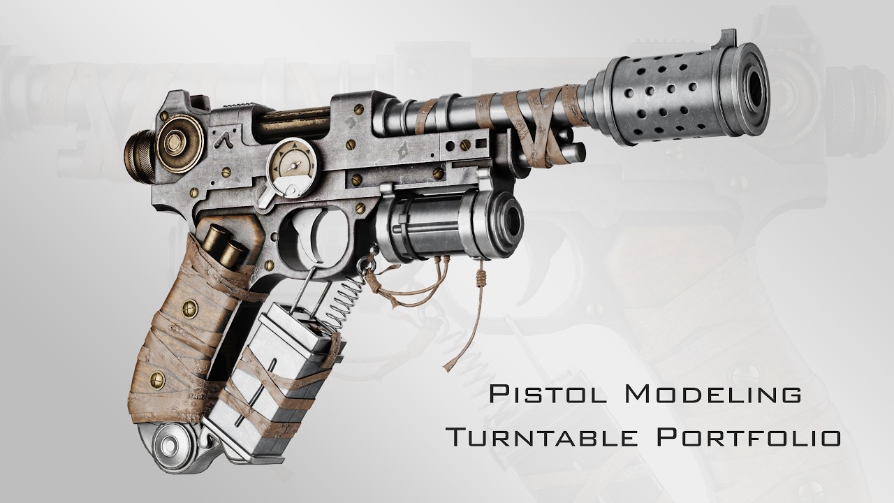 Pistol | Gun Modeling | Weapon Modeling | Hard-Surface Modeling | Turntable | Portfolio
