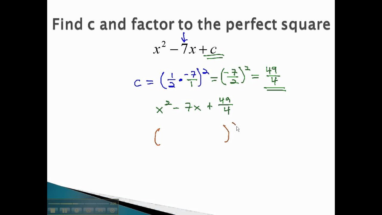 Complete the Square - Find c
