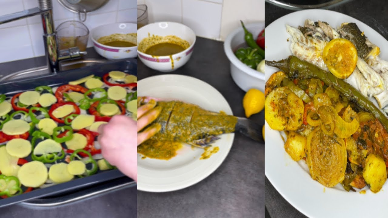 Poisson Bar aux légumes au four 🥰😋😋 #cuisinealgérienne #shorts #short #poisson #bar