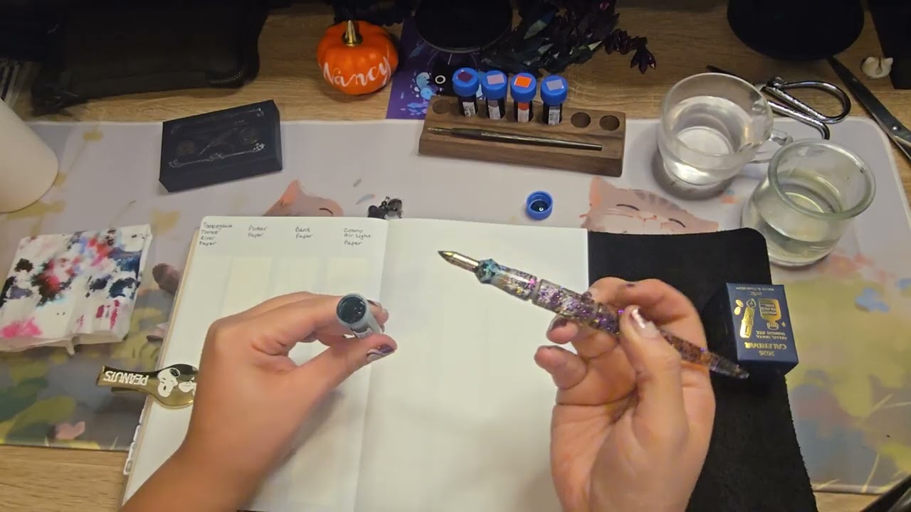 Ink Swatch with me using Kakimori Nib & River City Pen on 5 Papers TRP, Cosmo, Neue Gray, and more
