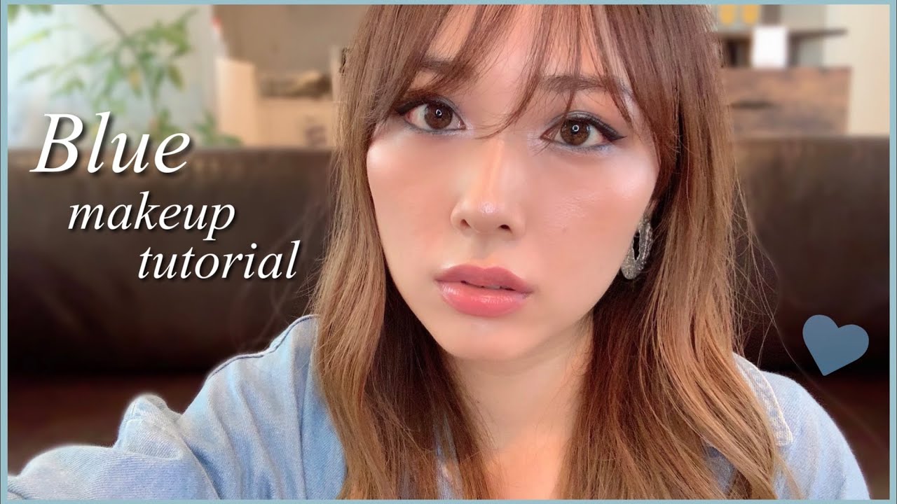 ちょっと濃いめのブルーメイク💙前髪も切りました🙋‍♀️/Blue Makeup Tutorial!/yurika